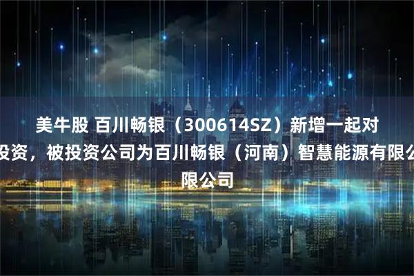 美牛股 百川畅银(300614SZ)新增一起对外投资,被投资公司为百川畅银(河南)智慧能源有限公司